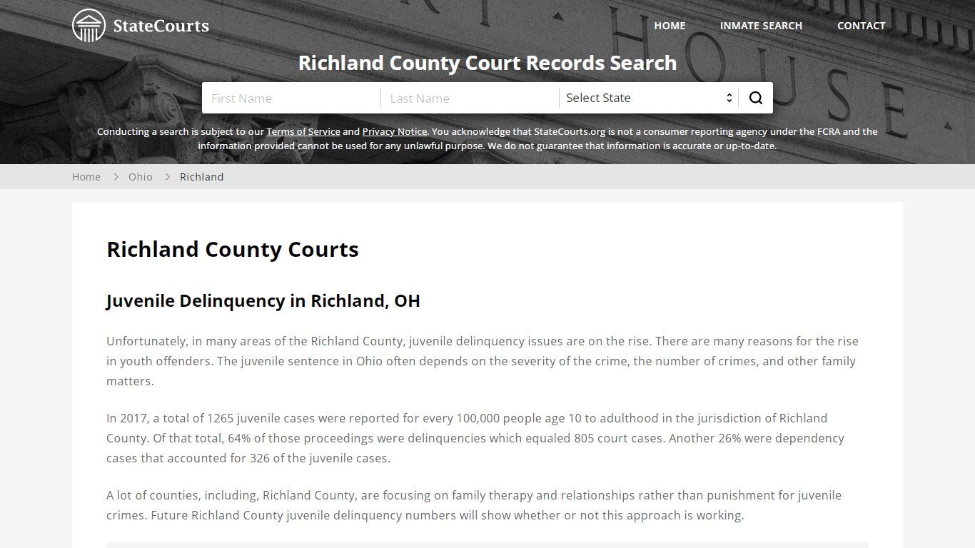 Richland County, OH Courts - Records & Cases - StateCourts